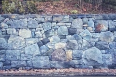Retaining wall, Columbia River Basalt and split river boulders.