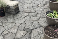 Basalt patio and walls, limestone cap