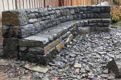 Basalt stone bench.