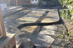 Sandstone patio, steel edging