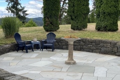 Bluestone patio, basalt retaining wall