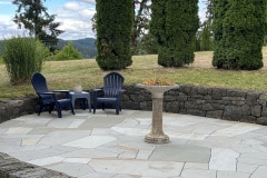 Bluestone patio, basalt retaining wall