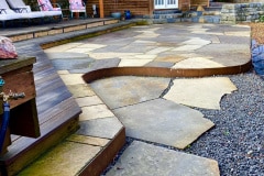 Sandstone patio steel edging